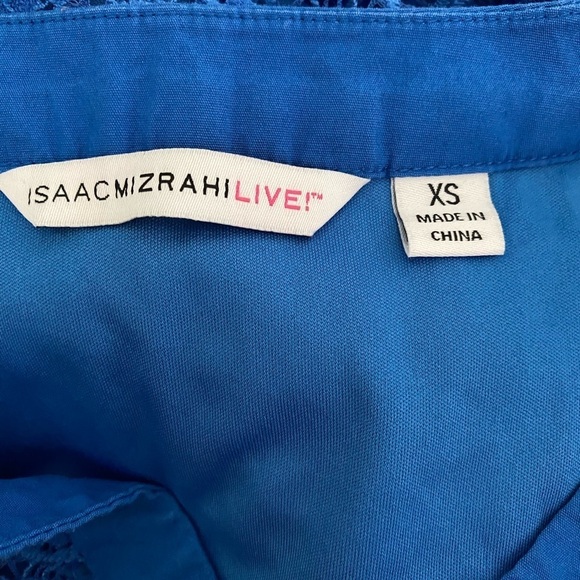 Isaac Mizrahi Live Short Sleeve Blue Eyelet Lace Sheath Dress Size XS - Picture 6 of 7